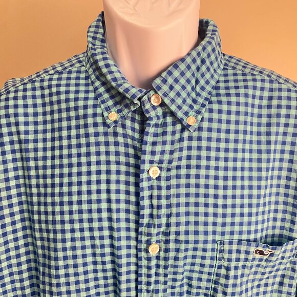 Vineyard Vines Other - Vineyard Vines Men's blue & teal checkered Slim Fit Tucker shirt XL EUC